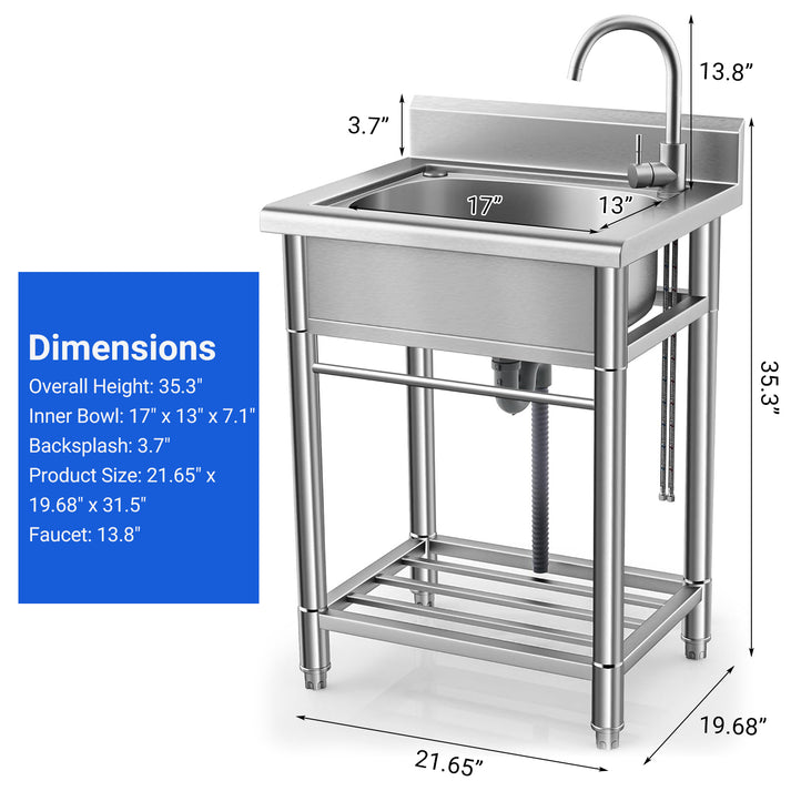 Fregadero cuenco 17*13 pulgadas barrera impermeable 3.7 pulgadas altura total 35 pulgadas estantes almacenamiento anti agua