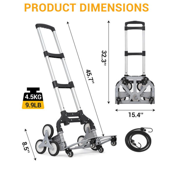 Carrito subir escaleras aluminio alta calidad durabilidad 180 libras terreno plano 110 libras escaleras